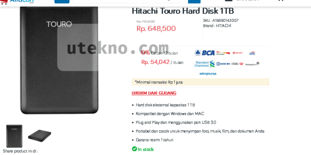 Alfacart Hitachi Touro Hard Disk 1TB