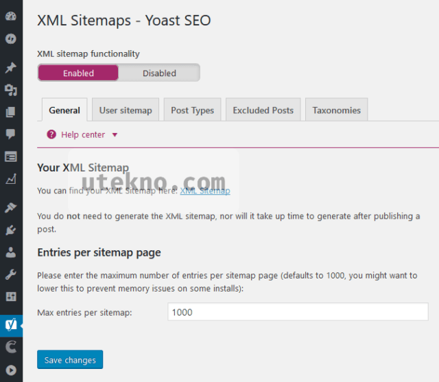 yoast seo xml sitemaps settings