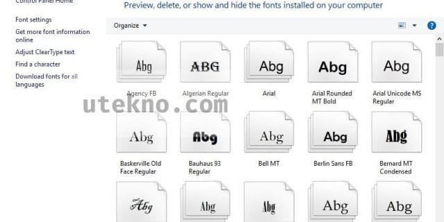 windows 10 control panel fonts