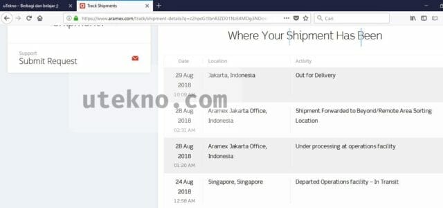 aramex track shipments result