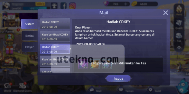 mobile legends adventure in game mail cdkey