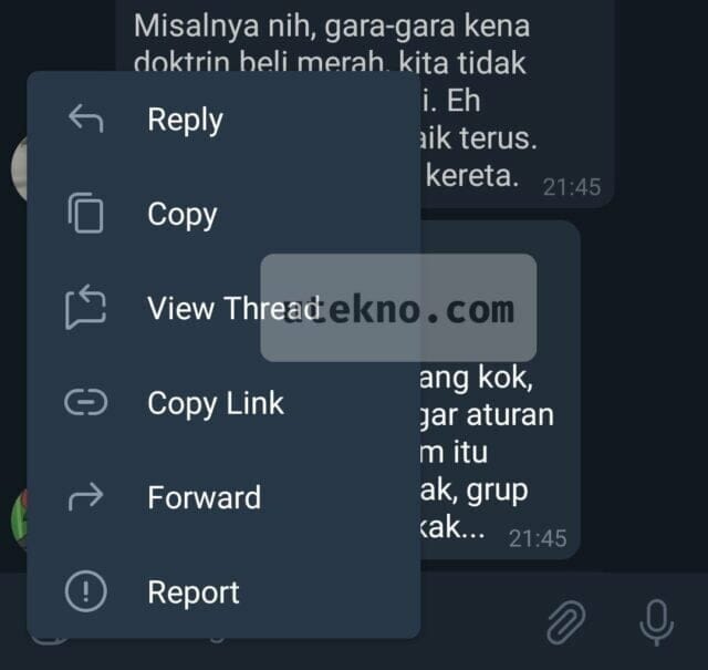 telegram menu pesan