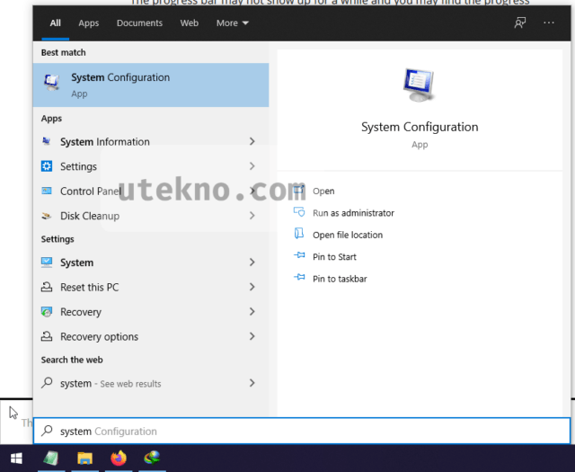 windows 10 start menu system configuration