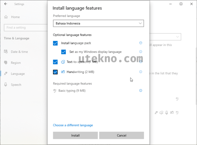 windows 10 install bahasa indonesia language