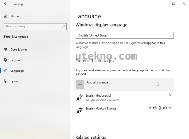 windows 10 language settings